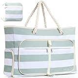 Vinstatin Strandtasche XXL familie,Strandtasche Damen Groß Leichte Vielseitiger Strandtasche mit Reißverschluss,Wasserdicht Shopper,Badetasche,Saunatasche,Tote Bag für Strand