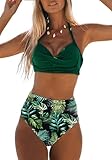 Sosila Damen Bikini Set Bademode Tankini ohne Bügel, Push Up Effekt