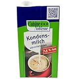 Cuisine Noblesse - Professional Kondensmilch 1 Liter Großpackung in Gastro-Qualität - Kaffeemilch mit Schraubverschluss (fettarm 7,5% Fett)