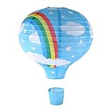 Sanfiyya Hängende Regenbogen Heißluftballon Papier Laternen Set Deckenleuchte mit Papierlaternenschatten für Schul- und Einkaufszentrum Hängende Dekoration (Regenbogenblau)