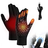 Dhqkqg Beheizte USB-Handschuhe für Männer und Frauen - Strickhandschuhe Mit Heizung und Einstellbarer Temperatur