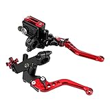 hydraulik bremsen Motorrad pit bike Bremshebel, Universal Hydraulische Bremse Hauptbremszylinder hebel Motorrad set 1 Paar 22 mm (7/8 ') Lenkerbremse ATV Hauptkupplungszylinder Reservoirhebel(rot)