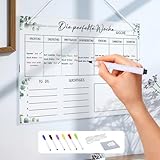 Wochenplaner Acryl Magnetisch,30 * 20CM,Wochenkalender Planungstafel,Magnetisch Whiteboard Wochenplaner,Abwischbar Familienplaner,Magnetischer Wochenplaner Abwischbar,Monatsplaner Magnetisch