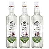 Ouzo Loukatos mit Masticha 3x 0,5l Flasche | Ouzo Spezialität aus Griechenland | 38% Vol. | +20ml Jassas Olivenöl