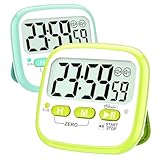 Antonki 2 Stück Timer für Kinder, Digitaler Küchentimer zum Kochen, Eieruhr Digitaler, Magnetisch Stoppuhr Timer für Klassenzimmer, Übung, Badezimmer, Backofen, Backen, Tabelle-Inklusive Batterie