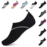 SAGUARO Herren Badeschuhe Damen Strandschuhe rutschfest Schwimmschuhe Männer Atmungsaktiv Neoprenschuhe Frauen Aqua Wassersport Sommer Pechschwarz 44/45 EU