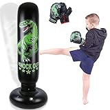 Dinosaurier Boxsack Kinder - 160 cm freistehender Boxsack Stehend mit Boxhandschuhen - Wildes Dinosaurier Sportspielzeug Tumbler Sandsack für Training Karate Taekwondo MMA