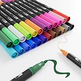 Jnyan Filzstifte Dual Brush Pinselmarker, 24 Farben Feine Spitze & Pinselspitze für Erwachsene und Kinder–Zum Ausmalen, Zeichnen, DIY-Projekte, Journaling, Scrapbooking und Schulbedarf