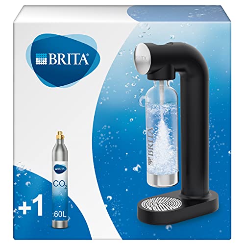 BRITA Wassersprudler sodaONE schwarz inkl. CO2-Zylinder und BPA-freier PET-Flasche | Macht aus Leitungswasser prickelndes Sprudelwasser (bis zu 60l pro Zylinder)