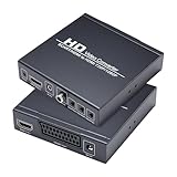 BolAAzuL HDMI/SCART-zu-HDMI-Konverter, 720P/1080P, 50/60 Hz, DC 5 V, AUX, koaxial, Scart-Konverter mit Adapter für Spielekonsole, STB, Blu-Ray, DVD, PS3, Wii
