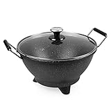 Princess Stir-Fry 162389 Elektrischer Wok, 1400 Watt, 7 Liter, Durchmesser 35 cm, verstellbarer Thermostat, Marmorbeschichtung, Schwarz