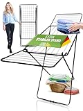 STAHLMANN ® Wäscheständer schwarz 18 m Trockenfläche - Wäscheständer platzsparend mit rutschfesten Füßen - Klappbarer Flügelwäscheständer - Wäschetrockner