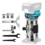 Akku Kantenfräse für Ma-kita 18V Akku, 30000 U/min Bürstenloser Trimmer mit 1/4', 6 mm und 8 mm, Kompaktfräse, Akku Oberfräse Einhandfräse Holztrimmer mit 6 Geschwindigkeit (ohne Akku)