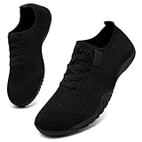 UNQWQZ Barfuss Schuhe Damen Sneaker Sportschuhe Turnschuhe Barfußschuhe Outdoor Slip On Laufschuhe Sommerschuhe Breite Füße Hallenschuhe Ganz Schwarz 37