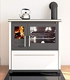 EEK A+ Küchenofen Holzherd Plamen 850 weiß, rechte Version - 8 kW Dauerbrandherd