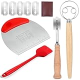 Qaestuan Brotbackset 9 Teiliges, Professionelles Brotbackzubehör, Sauerteig Starter Set, Inklusive Teigschneebesen, Teigschaber, Brotmesser mit Klingen & Hülle, Brotbürste