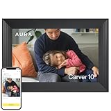Aura Carver Intelligenter digitaler Bilderrahmen 10,1 Zoll HD WLAN Cloud Digitaler Fotorahmen, Kostenloser unbegrenzter Speicherplatz, Fotos von überall aus senden – Gravel