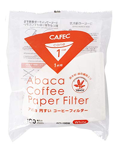 CAFEC Einweg-Kaffeefilter V60 01 Stil Universal 1 bis 2 Tassen Einweg-Kaffeefilter für Pour Over Dripper Brauen, Weiß, 100 Stück
