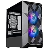 Cooler Master TD300 Mesh PC Gehäuse - Mini-Tower für Micro-ATX & Mini-ITX , Gaming Gehäuse für hohen Luftstrom, 2 x 120mm ARGB-Lüfter, Seitenwand aus gehärtetem Glas, abnehmbarer Deckel, ARGB/PWM-Hub