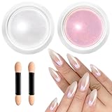 Chrome Nail Powder BISHENGYF – Feen-Effekt Nail Chrome Powder Cromepulver NäGel, WeißE Perle Chrome Powder Aurora Pigment Nagel Pulver Metallic-Spiegeleffekt Nagel Chrome Pulver FüR NäGel Diy-Salon