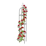 Relaxdays Rankhilfe Obelisk, 200 cm hoch, Ranksäule für Kletterpflanzen, Metall, freistehend, Rosenkletterhilfe, schwarz, 200 x 41 cm