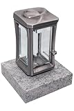 Grablaterne aus Aluminium 94810/19 auf Granitsockel Wicsont White satiniert – Herz-Design | Handarbeit aus Deutschland | Wetterfest & hochwertig | Fertig montiert – Keine Montage oder Werkzeug nötig