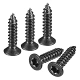 QUARKZMAN #6 x 5/8-Zoll Flachkopf Torx/Stern Holzschrauben, 100 Stück 304 Edelstahl, Vollgewinde, Schwarz Beschichtet, Selbstschneidend, Passend für T10 Bit für Holz, Weichmetall