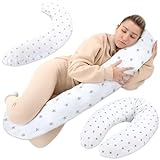 Totsy Baby Stillkissen XXL Seitenschläferkissen Baumwolle - Pregnancy Pillow Schwangerschaftskissen Lagerungskissen Erwachsene 165x70 cm Graue Sternchen