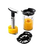 GEFU Ananasschneider Professional Plus - Messer und Schäler Set für Ananas - Edelstahl Schneider mit Behälter, Silber/Schwarz