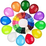 Luftballons Bunt, 120 Stück Bunte Ballons, 12 Farben Premium Latex für Luft & Helium, Farbige Partyballon für Geburtstag Hochzeit Garten Party Valentinstag Babyparty Graduierung Party Deko