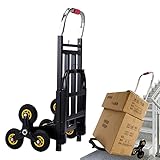 Robuster Treppensteigwagen, faltbare Sackkarre mit Bungee-Seil und 6 Gummirädern, tragbare Sackkarre für einfachen Treppentransport, Kletterwagen