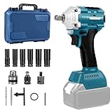 Akku Schlagschrauber für Makita 18V Bürstenlosers, 500 NM Hohes Drehmoment Drehschlagschrauber, 1/2 Zoll Schlagschrauber Schraubenschlüssel mit 6 Stecknüsse (Ohne Akku)