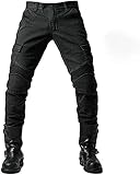 sigaer Motorradhose,Schutzhose,Herren,Motorradjeans,aus atmungsaktivem, verschleißfestem,mit 2 Paar Protektoren an Hüfte und Knie, abnehmbare Pads(Schwarz,L)