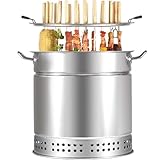 Rauchfreier Holzkohlegrill-Fass Vertikaler Hängeofen mit Kabob-Spießen, 360° Braten für Camping & Outdoor BBQ