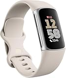 Fitbit Google Charge 6 Activity Tracker mit 6 Monaten Premium-Mitgliedschaft inklusive, 7 Tage Akkulaufzeit und Google-Maps, Porzellan/Silber Aluminium