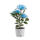 Hemobllo Rosenlaterne Solar- Lichter Solarlaternen Für Den Garten Dekorationen Solare Gartenornamente Dekorativ Rosenlampe Led Solarleuchten Blumen Blue