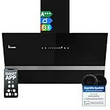 KKT KOLBE Dunstabzugshaube 90 cm | 782 cbm/h Umluft Abluft | Kopffrei | Wandhaube | Schwarz Glas | Smart WiFi App WLAN | RGBW-LED-Beleuchtung | EASY9005SM