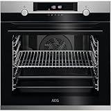 AEG BPE53506BM Einbau-Backofen, Pyrolyse Selbstreinigung, Serie 6000 Ringheißluft: gleichmäßige Garergebnisse auf 3 Ebenen, 25 Automatikprogramme, LED-Touchdisplay, Schnellaufheizung, Edelstahl