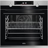 AEG BPE53506BM Einbaubackofen/Serie 6000 mit SurroundCook/Pyrolyse – Selbstreinigung/Touch-Bedienung/Grillfunktion/Display mit Uhr/Kindersicherung/A+ / Edelstahl mit Antifingerprint