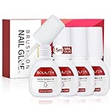 BOLASEN Nagelkleber für Kunstnägel Extra Stark, 4*15ML Nail Glue Extra Stark Nagelkleber für Tips, Schnelltrocknender Nagel Kleber Flüssig Stark,Tip Kleber für Gelnägel,Kleber für Nägel,für Haus/Salon