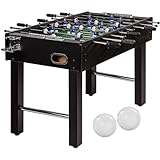 GAMES PLANET Tischfussball „Glasgow“, 5 Dekore: Holz/Schwarz/Blau/Soccer/Weiß, inkl. 2 Bälle, 2 Getränkehalter, höhenverstellbare Füße, hochgezogene Spielfeldecken, Tischkicker, Kicker, Kickertisch