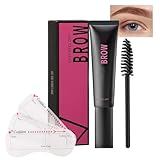 Liquid Eyebrow Gel Peel Off, Wasserfest Augenbrauen Colour Gel mit Augenbrauenschablone & Pinsel, Schnelles Trocknen & Hochpigmentiert Eyebrow Colouring Gel, 3D Make-Up & Removable, Bis Zu 3 Tage Lang