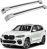 LYUFD 2 Stück Aluminium Relingträger Dachgepäckträger für BMW X5 G05 2019 2020 2021, Gepäcktransport Reisen Camping Crossbar Querträger Dachträger,normal-Silver