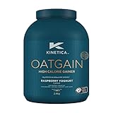 Kinetica Oatgain Weight Gainer 600+ kcal pro Portion, 15 Portionen inkl. gratis Messbecher, Muskelaufbau Pulver aus Hafer, Whey Protein u. Vitaminen, Super Löslichkeit (Himbeer-Joghurt)