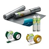 Icutec Dampfsperre Set mit Folie, 25 m² Energiesparend, Dampfsperrsystempaket, Dampfbremsfolie mit Klebeband und Kleber, Dampfbremse Set mit Folienkleber und Klebeband Dampfsperre, Dampfsperrfolie