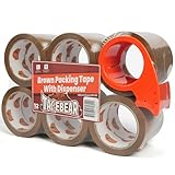 TAPEBEAR Braunes Verpackungsklebeband mit Spender, 66um stark, 48mm x 50m – Stark haftendes Klebeband zum Kartonschließen, Versand, Paketversand & Lagerung