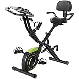 Devoko Heimtrainer Fahrrad Klappbar, 4 in 1 Foldable Stationary X-Bike für Senioren, 16-Level Magnetic Resistance Cycling Bicycle,Upright Indoor Cycling Bike für Home Workout 330LB Kapazität