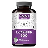 L Carnitin 3000-180 L-Carnitin Kapseln hochdosiert mit 3000 mg reinem L Carnitin Tartrat pro Tag - Premium Qualität, Vegan & Laborgeprüft