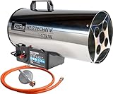 Güde 85006 Gasheizgebläse GGH 17 INOX (17kW, Edelstahlbrenner, Edelstahlgehäuse, Schlauch 1,5 m, Druckminderer)
