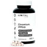 Chrom 200 mcg. 365 vegane Tabletten für 1 Jahr Kur. 200 µg reines Chrom pro Tablette. Das beste Chrom-Picolinat, hoch bioverfügbar und ohne chemische Zusätze. Hergestellt von HIVITAL